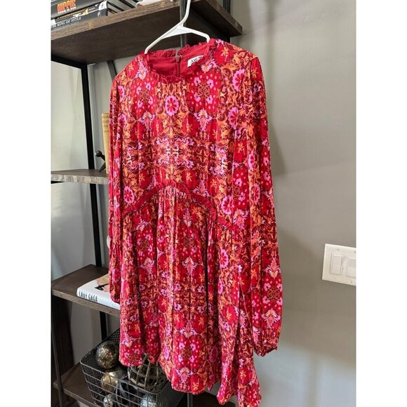 AMUR Codi Voile Paisley Mini Dress Rosewood Kaleidoscope Paisley Womens Size 10 - Picture 6 of 8